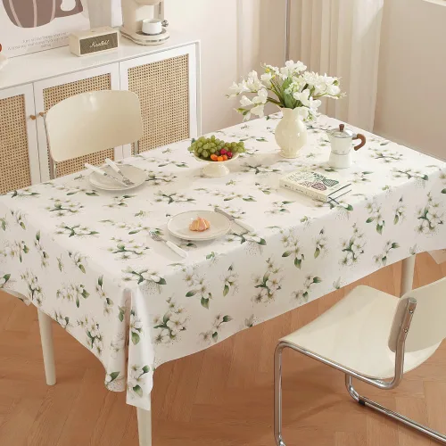 Vista 11 de TruDelve Mantel de Vinilo con Respaldo de Franela Mantel de Mesa de Plástico Blanco Cuadrado Manteles de Mesa para Fiestas Impermeables Cubierta