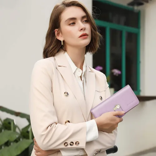 Vista 6 de Carteras RFID para mujer con múltiples ranuras para tarjetas y compartimento para teléfono celular