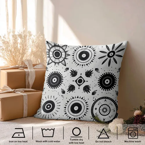 Vista 3 de Geometric Patterns Throw Pillow Covers, Black and White Designs Cushion Cases Digital Blended Hidden Zipperl Decorative Pillow Covers Square 16X16
