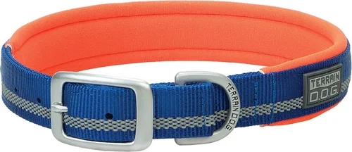 Vista 3 de Collar para mascotas con forro de neopreno reflectante, negro, 3/4 pulgadas x 17 pulgadas, de Terrain D.O.G. Naranja