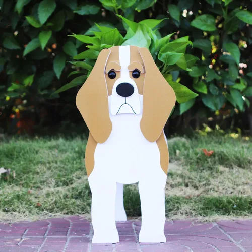 Vista 7 de Beagles - Contenedor para plantas con forma de perro, para amantes de las mascotas, maceta de PVC lindo para perros, macetas de cara para decoración