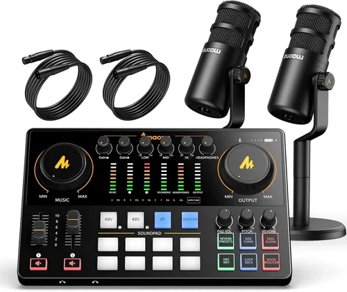 Vista 13 de MAONO E2 Gen2 Equipo de podcast Bundle Mezclador de interfaz de audio