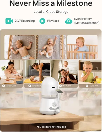 Vista 9 de Dr.Care LumiView Plus Smart WiFi Baby Monitor - Pantalla dividida 1080P de 5.5 pulgadas y cámara 2K, modo de privacidad, alertas de llanto