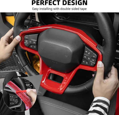 Vista 5 de RAZPOY para Bronco Decoración Interior de 9 Piezas - Panel de Palanca de Cambios, Volante, Moldura de Manija de Puerta Interior Compatible