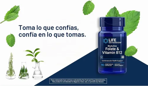 Vista 6 de Life Extension BioActive Folato y vitamina B12, 150 cápsulas vegetarianas (paquete de 2), sin OMG, sin gluten