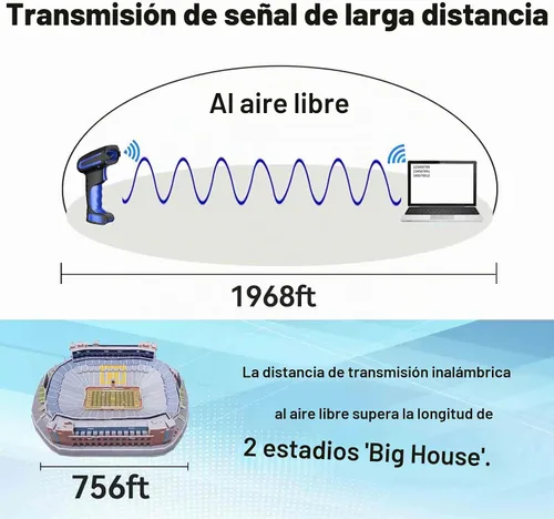 Vista 3 de Alacrity Escáner de Código de Barras Industrial 2D Mejorado con Soporte de Carga Inalámbrica, Distancia de Transmisión de 1968 Pies 433MHz Azul-2D