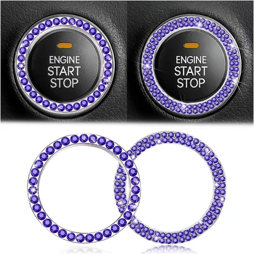 Vista 19 de Calcomanías de anillo de arranque de motor con diamantes de imitación de cristal, paquete de 2 unidades, cubierta / calcomanías para botón de Doble