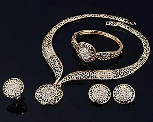 Vista 3 de Genuiskids Conjunto de pendientes de collar y collar de cadena chapado en oro para mujer