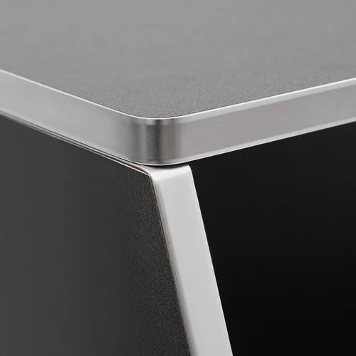 Vista 7 de Barra de eventos portátil plegable con estantes superiores y medios, 47.75 x 19.5 x 42.75 pulgadas, gabinete de bar portátil plegable para fiestas