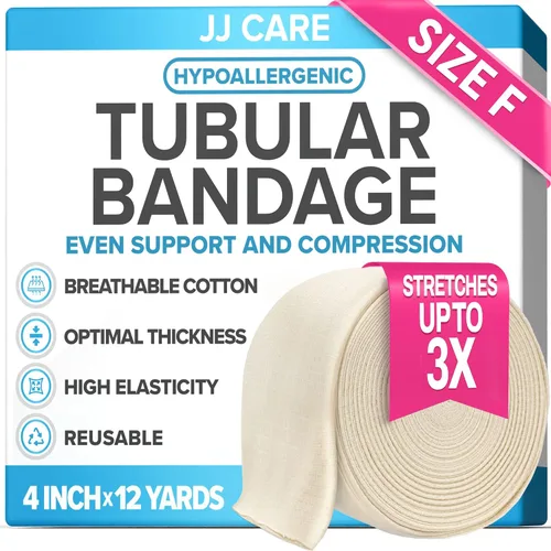 Vista 12 de JJ CARE Vendaje tubular, tubo Stockinette de 3 pulgadas x 12 yardas para tobillos y rodillas, Tubi Grip tamaño D, manga elástica reutilizable, tubos