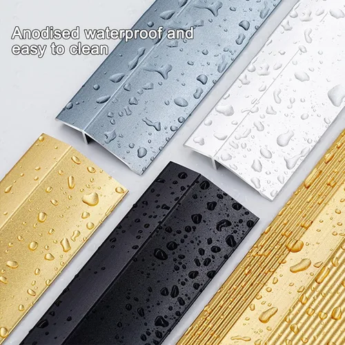 Vista 4 de Tiras autoadhesivas para cubrir el suelo, tira de umbral de transición de piso de aluminio de madera a azulejo, tira de puerta duradera y fácil