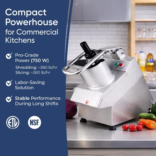 Vista 3 de TK Commercial Vegetable Chopper 750W - 5 discos para procesamiento de alimentos - NSF
