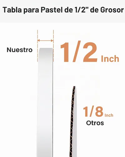 Vista 4 de Kootek Discos para Pasteles Redondos de 10 Pulgadas, 1/2" de Grosor, Bordes Totalmente Envueltos Profesionales, Suministros de Decoración, Blanco
