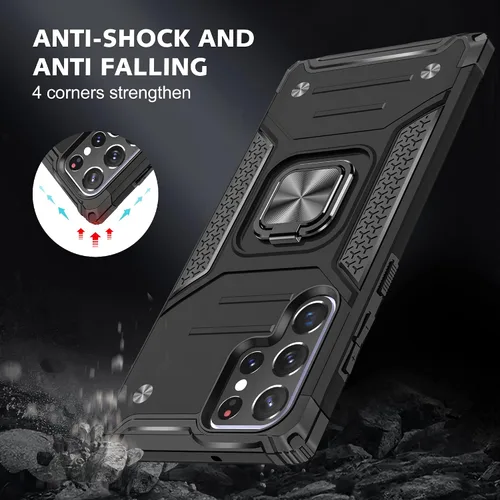 Vista 8 de YmhxcY Funda para Galaxy S22 Ultra para Galaxy S22 Ultra con protector de pantalla curvado 3D, funda de grado armadura con soporte giratorio