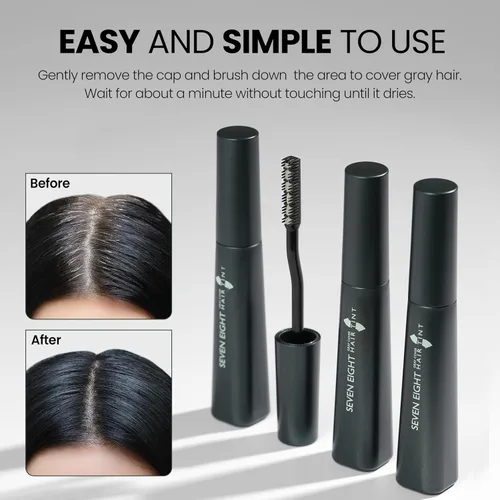 Vista 8 de Máscara de retoque de raíz de pelo gris Seven Eight (marrón oscuro) - Tapa rápida For Gray Hair & Hairline, Water-Resistant Temporary Hair