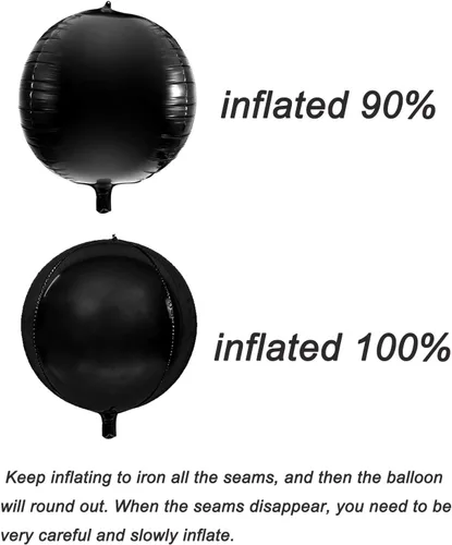 Vista 5 de AULE Decoraciones de globos negros para fiesta, paquete de 6, globos negros metálicos 4D gigantes de 22 pulgadas, globos redondos grandes de Mylar