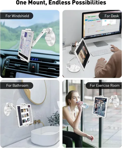 Vista 11 de AboveTEK Soporte de succión para iPad, soporte para tableta de teléfono con ventosa se adapta a tabletas de 4 a 11 pulgadas, iPad mini/aire, soporte