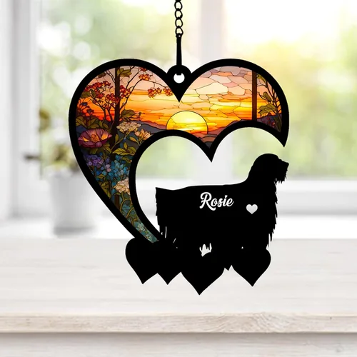 Vista 21 de NAZENTI Atrapasoles personalizado de sabueso afgano, adorno conmemorativo personalizado para la pérdida de mascotas, regalo de condolencia