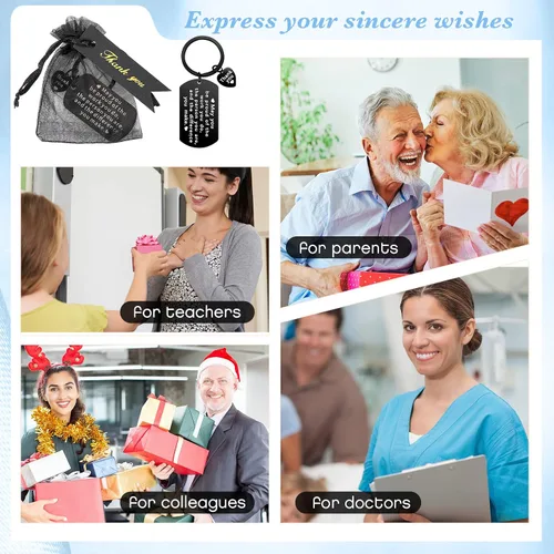 Vista 6 de Yinkin 72 piezas de regalo de agradecimiento a los empleados a granel para compañeros de trabajo, regalos de agradecimiento, llaveros con bolsas