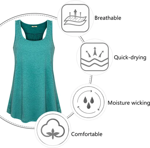 Vista 28 de Cestyle - Camiseta sin mangas para mujer, cuello redondo, corte holgado, para entrenamiento