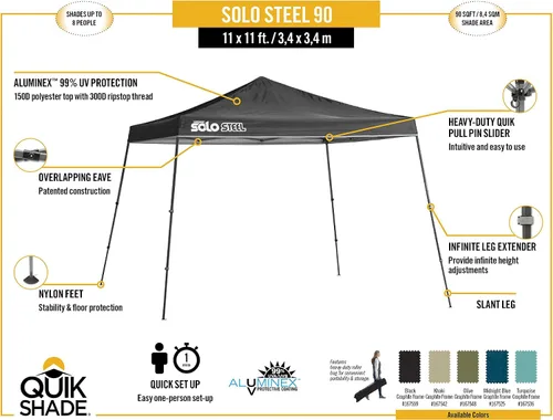 Vista 6 de Quik Shade Solo Steel - Toldo de pierna inclinada de 11 x 11 pies