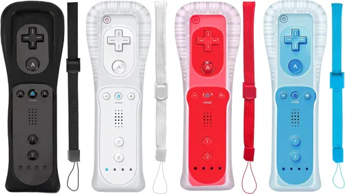 Vista 8 de PGYFDAL 2 Packs Classic Remote Controller Compatible for Wii Wii U Console, Gamepad with Soft Silicone Sleeve and Wrist Strap (Black and Pink)