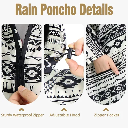 Vista 4 de Anyoo Poncho de lluvia impermeable ligero reutilizable senderismo chaqueta con capucha para actividades al aire libre