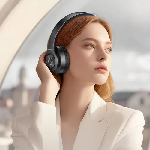 Vista 3 de Tuinyo Audífonos inalámbricos Bluetooth, auriculares estéreo, 35 horas de tiempo de reproducción inalámbrica, con graves profundos, orejeras