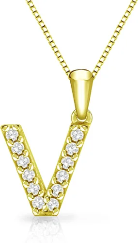 Vista 31 de Collar colgante con letra inicial de diamantes en oro amarillo de 14k (1/10 quilates) 18 pulgadas