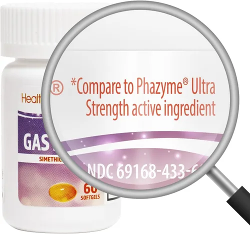 Vista 4 de HealthA2Z® Simeticona para alivio de gases de 180 mg Alivia las molestias estomacales y los gases Antiflatulencia Alivia el gas rápido
