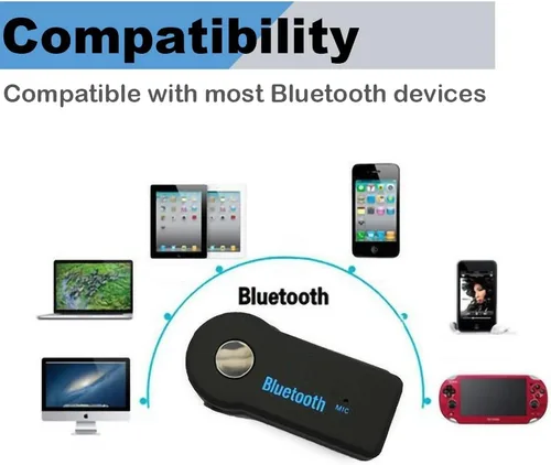 Vista 4 de Adaptador AUX Bluetooth para coche, receptor de audio inalámbrico portátil kits de coche manos libres con AUX 3.5mm