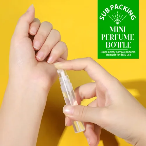 Vista 6 de Teenitor Mini botella de aerosol, 20 unidades, botella de perfume recargable de viaje de 0.2 fl oz, botella de perfume de niebla fina, mini