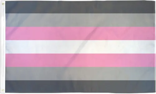 Vista 2 de Bandera demisexual Girl Demi Girl Pride de 3 x 5 pies de poliéster, perfecta para mostrar tu orgullo de apoyo comunitario. Polietileno de 3 x 5 pies