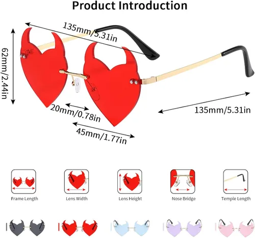 Vista 4 de Dollger Rimless Frame Sunglasses for Women Men Trendy Fire Sunglasses UV400 Protection
