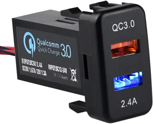 Vista 8 de Carga rápida 3.0 y PD USB C Dual USB puerto cargador adaptador de corriente para Toyota