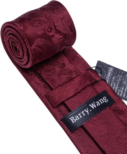 Vista 4 de Barry.Wang - Juego de corbata de seda para hombre, diseño de cachemira, pañuelo y gemelos de bolsillo