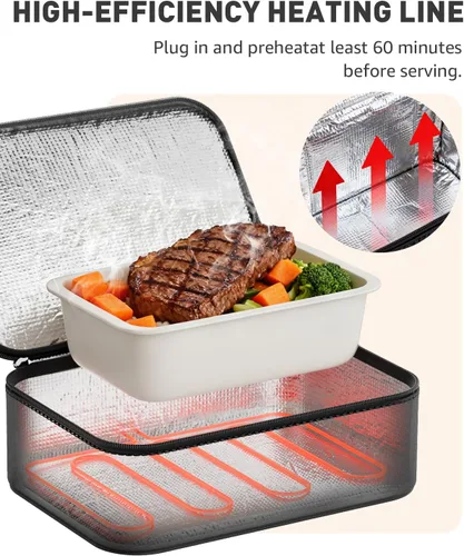 Vista 6 de Lonchera portátil para calentar alimentos - Fiambrera térmica para adultos - Bolsa térmica eléctrica con asa de hebilla, bolsas térmicas