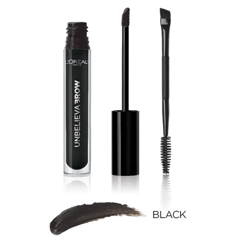 Vista 4 de L'Oreal Paris Unbelieva-Brow Gel tintado impermeable para cejas de larga duración, resistente a las manchas, a prueba de transferencia, secado Negro
