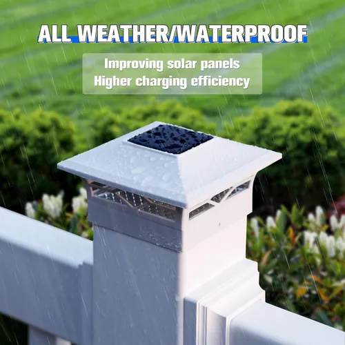 Vista 6 de VOLISUN Luz Solar para Poste Impermeable al Aire Libre: Cambio de Color RGB - Luces Intermitentes de Tapa Solar para Cerca 4 Unidades Blancas