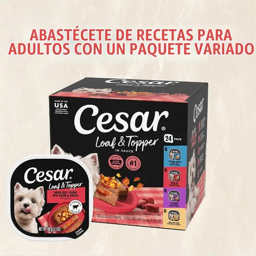 Vista 12 de Comida enlatada para perros adultos,sabor césar, Carne