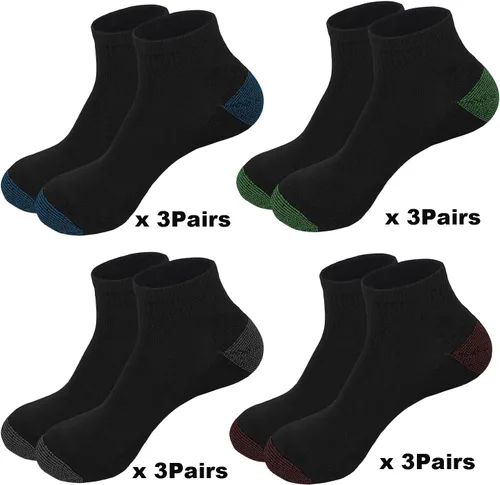 Vista 2 de Glory Max 12 pares de calcetines tobilleros acolchados de algodón de alto rendimiento para hombre