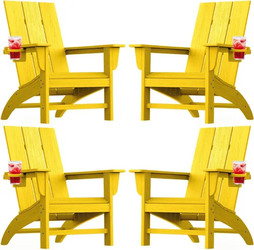 Vista 10 de Silla Adirondack moderna, sillas de patio de plástico HDPE para todo tipo de clima, silla para hoguera, sillas de césped al aire libre para terraza