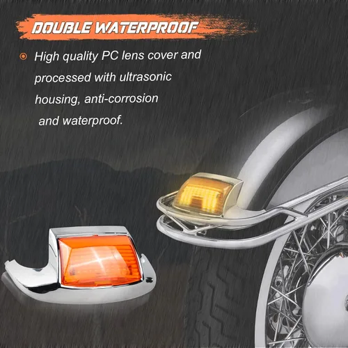 Vista 3 de NTHREEAUTO 2 luces LED para guardabarros delanteros y traseros, compatibles con Harley Road King Electra Glide Ultra Classic Heritage Softail