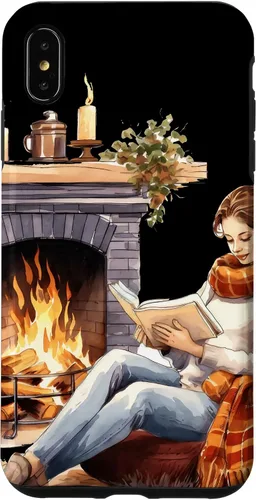 Vista 11 de iPhone 16 Book Reading In Fireplace Reader Bookworm Girls Women Case