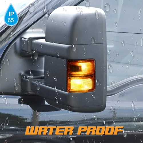 Vista 3 de HERCOO Lentes de luz de marcador de espejo lateral ámbar con LED Compatible con señal de giro de repuesto del mercado posterior para F250 F350 F450