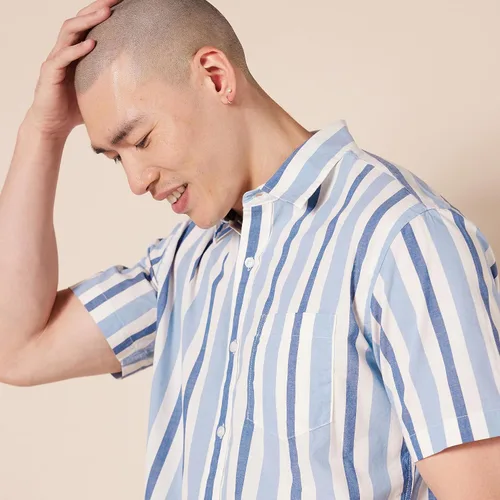 Vista 4 de Tienda Essentials - Camisa de popelina de manga corta de ajuste regular para hombre