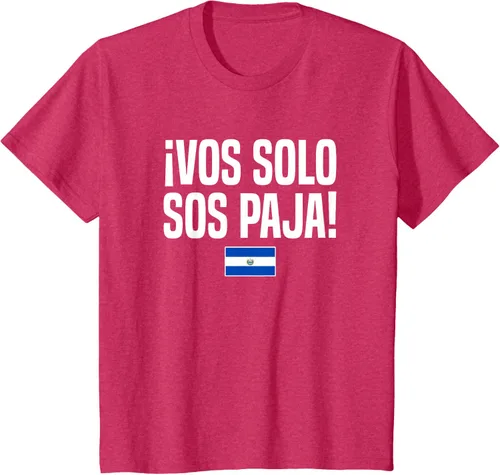 Vista 77 de Camiseta Vos Solo Sos Paja Salvadoran Slang Bandera de El Salvador, Negro