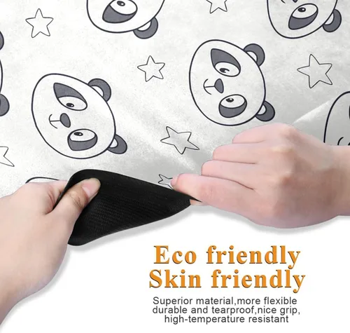 Vista 2 de Cute Star Panda Pattern Thin Yoga Mat with Bag, Non Slip Fitness Workout Mat, Foldable Suede Rubber Yoga Mat for Yoga Pilates and Fitness, 70.8" L x