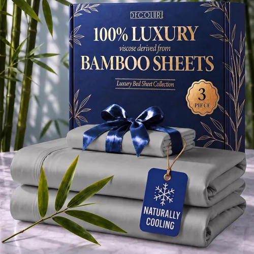 Vista 38 de DECOLURE Sábanas 100% Viscosa Derivada de Bambú Tamaño Individual - Sábanas de Lujo de 3 Piezas Naturalmente Refrescantes, Juego de Cama Ultra Suave