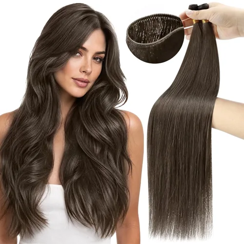 Vista 42 de Moresoo Extensiones de cabello humano real para coser, color negro natural